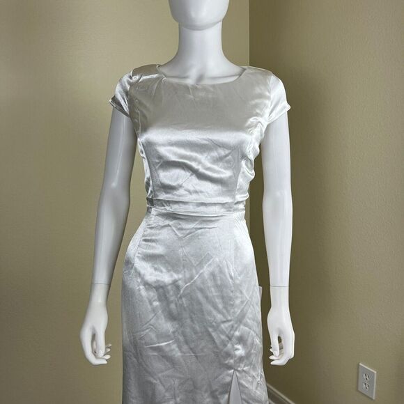 Lulus Women's Size L Sophisticated Romance White Satin Backless Maxi Dress NEW - Picture 13 of 14
